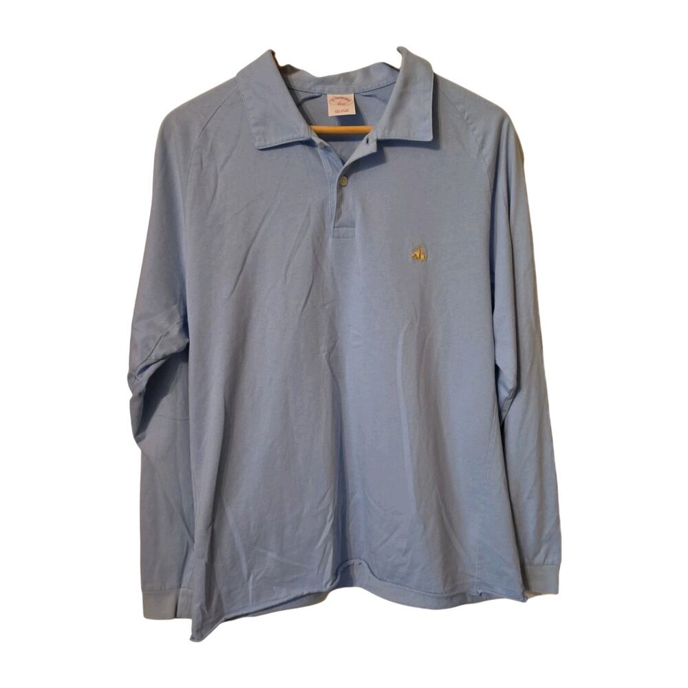 Brooks Brothers 346 Shirt 100% Cotton Long Sleeve Polo Mens L Blue